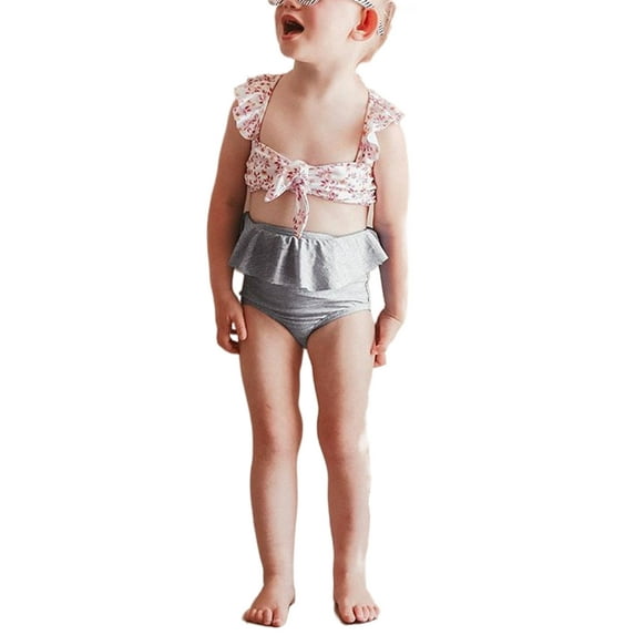 Licupiee Toddler Baby Girl Leopard Swimwear Bathing Suit Bikini Outfits Swimsuit Set