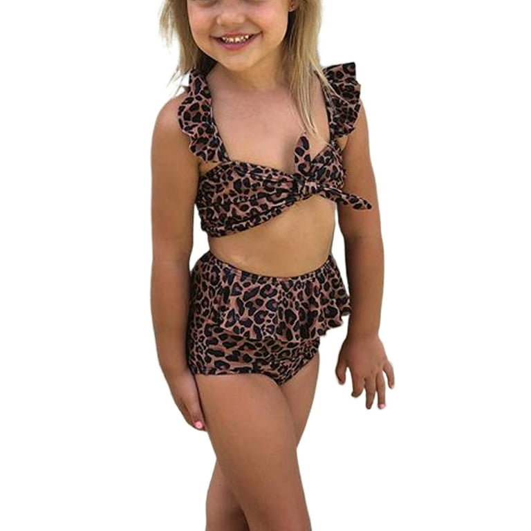 Licupiee Toddler Baby Girl Leopard Swimwear Bathing Suit Bikini Outfits  Swimsuit Set