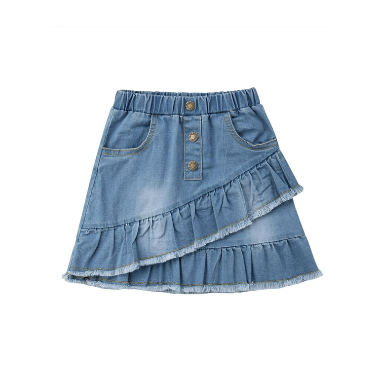 Licupiee Toddler Kids Girls Denim Mini Skirt Outfit Infant Baby