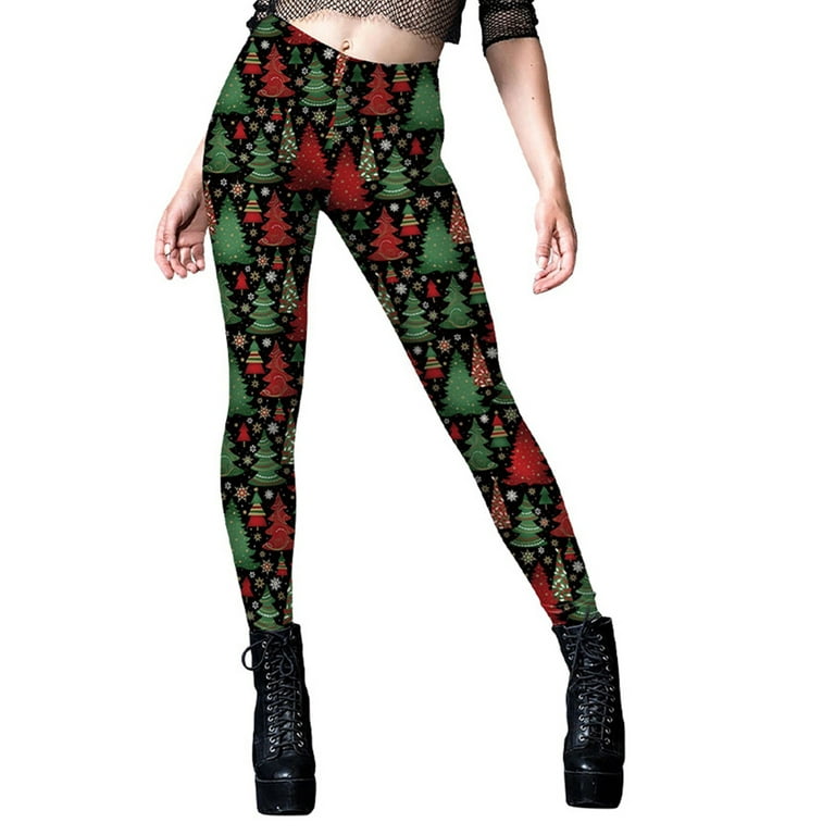 Licupiee Women Christmas Leggings Ugly Christmas Pattern Print