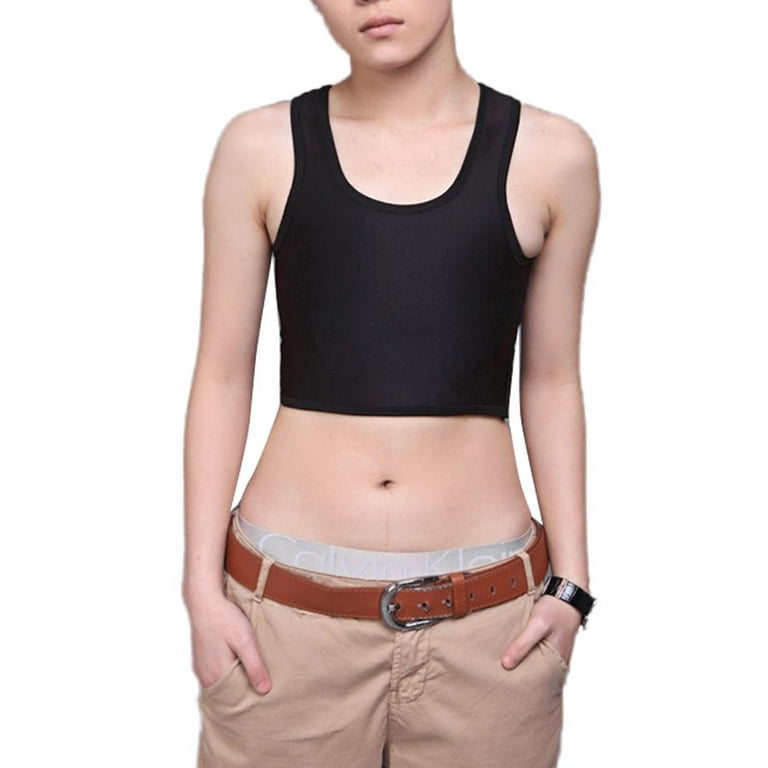 Licupiee Women Corset Chest Binder Tank Tops Sleeveless Vest Breast Tomboy  Undershirt Crop Vest 