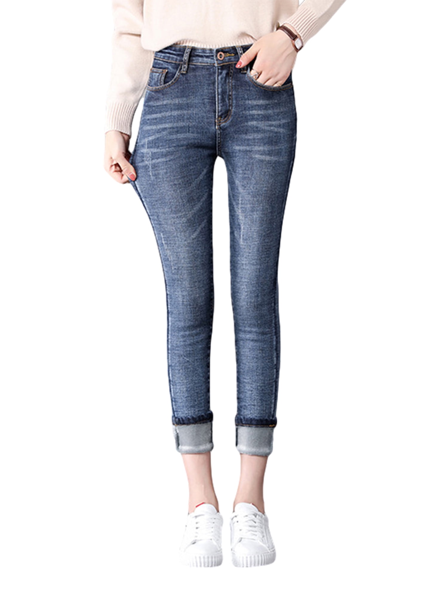 Ladies Jeans High Waist Denim Skinny Pants Stretch Pencil Trousers Slim Fit  Blue | eBay