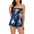 thumbnail image 1 of Licupiee Women Sexy Strapless Tube Top Holiday Floral Print Strapless Pleated Tunic Tanks Tops, 1 of 6