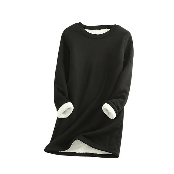 Licupiee Women's Warm Sherpa Lined Sweatshirt Pullover Crewneck Long Sleeve Fleece Lined Shirts Loungewear Tops Winter