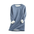thumbnail image 1 of Licupiee Women's Warm Sherpa Lined Sweatshirt Pullover Crewneck Long Sleeve Fleece Lined Shirts Loungewear Tops Winter, 1 of 5