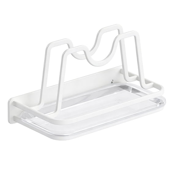 Lid Holder Removable Tray Steel Material Double U Shape Spoon Rest Multifunctional Space Saving Kitchen Lid Organizer