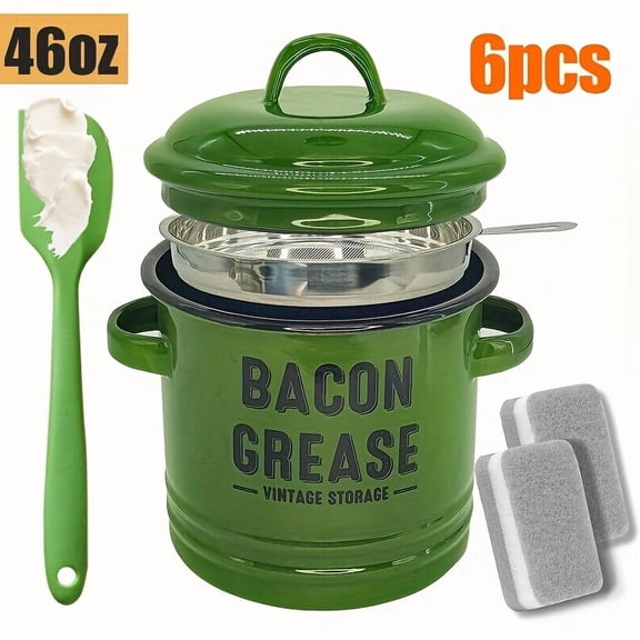 With A Lid Safe Pouring Handle - Kitchen Accessory For Cooking Oil And Storage Bacon Grease Container Christmas And Halloween Gifts - No Battery Required