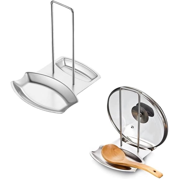 Lid and Spoon Rest Shelf, Stainless Steel Pot Lid & Pan Shelf, Multifunctional Spatula Holder for Cooking, Restaurants Home Kitchen Use(Silver)