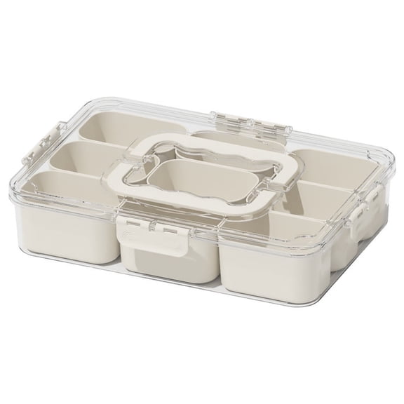 Spice Storage Box 9 Compartments Divided Serving Tray with Lid,Food Storage Containers, Kitchen and Pantry Organizer for Cereal, Tea, Nuts, Cookie, Spice