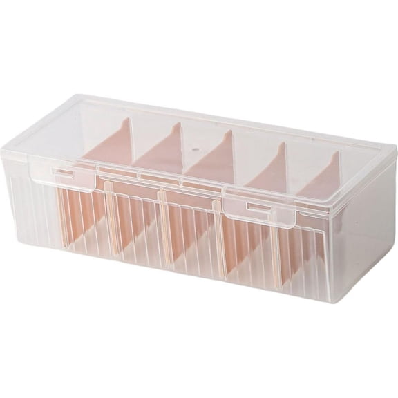 Lidded Desktop Card Organizer Box, Orange, 9.25 x 3.74 x 2.68 in, Plastic Material, Space-Saving Organizer for Closet, Bedroom, Bathroom and Travel