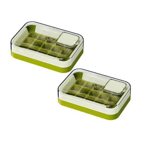 Lidded Ice Cube Tray - 15-Cube Food Grade Easy Press Silicone Mold, Stackable & Leakproof for Freezer, for Cocktails, Coffee &