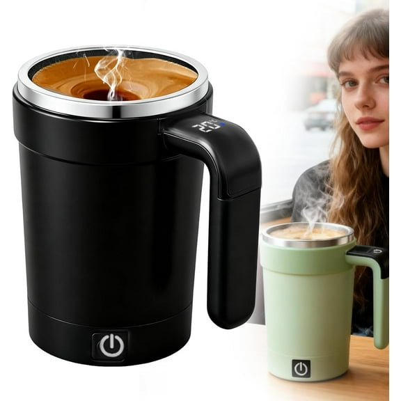 Lidded Magnetic Self-Stirring Coffee MugInsulated Stainless Steel Automatic Electric Mixing Cup for Coffee & Drinks(Black 1 PCS)
