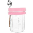 thumbnail image 1 of Lidded Overnight Oatmeal Cup Breakfast Cereal Cup Glass Oats Cup with Spoon, 1 of 6