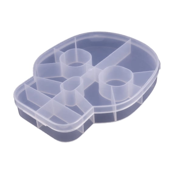 Lidded Skull Shaped Divided Organizer Container, Transparent Plastic Multi Compartment Storage Box for Halloween Treats, Gummies and Small Loose Supplies