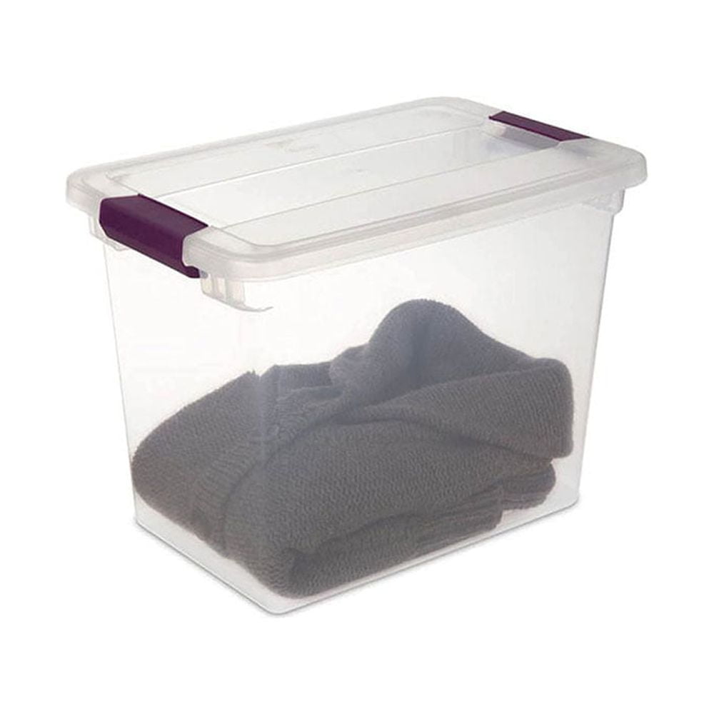 Lidded Storage Bins,27 Quart Heavy Duty Plastic Containers with