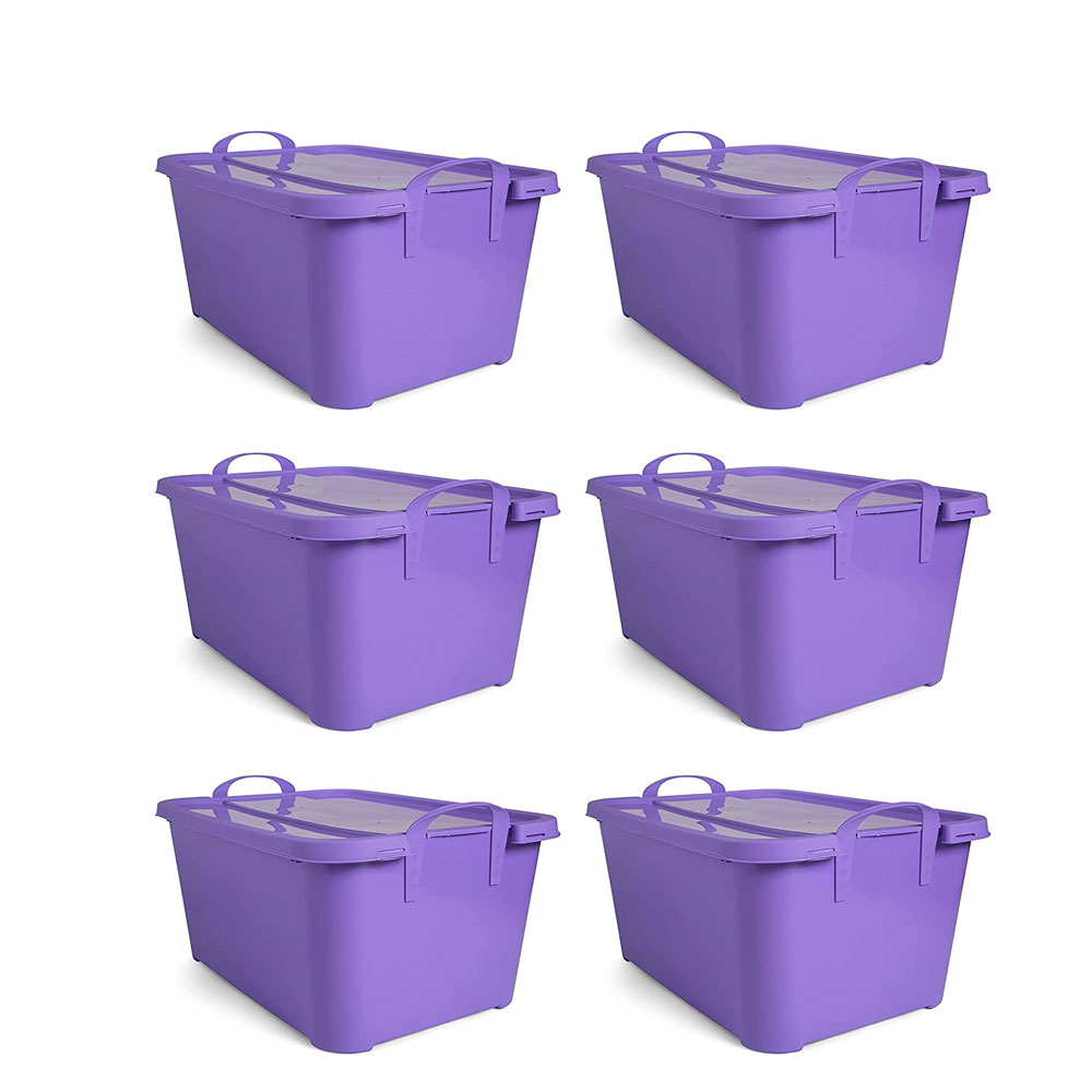 Lidded Storage Bins, 55 Quart Heavy Duty Plastic Containers with Secure