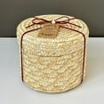 thumbnail image 1 of MERRYHAPY Round Lidded Storage Box Beige Wicker Organizer Container for Home Use, and Stylish Storage Solution, 1 of 5
