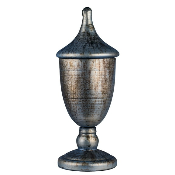 Lidded Trophy With Shiny Metalic Cloud Finish, 9x22 inches