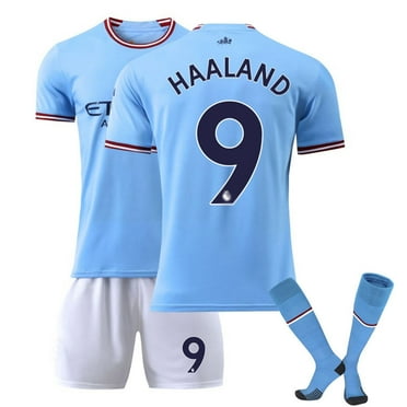 Lide 2223 European FC Home Game Soccer Jersey, European #9 HAALAND Soccer Jersey 3 Piece Set, Adult Short European Soccer Jersey, #9/XS