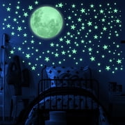 Liderstar Glow in The Dark Moon and Stars Ceiling Wall Decal Stickers for Kids Bedroom D cor Stars for Ceiling