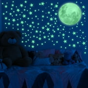 Liderstar Glow in The Dark Moon and Stars Wall Decal