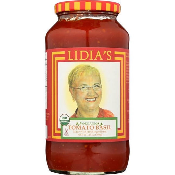 Lidias KHLV00291011 Organic Tomato Basil Sauce, 25 oz