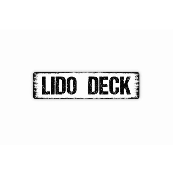 Lido Deck Sign - Boat Ship Swimming Pool Lounge Rustic Street Metal Aluminum Sign or Door Name Plate Plaque - Size: 16 x 4 Inches