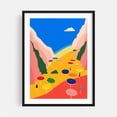thumbnail image 1 of Lido Liguria - Illustration Beach Coastal Abstract Minimalist Modern Art Summer Geometric Black Framed Wall Art Print 5 x 7 inches, 1 of 7
