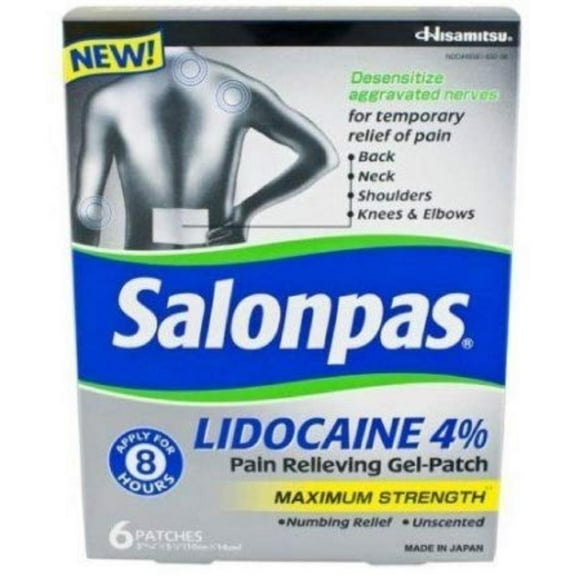 Lidocaine 4% Pain Relieving Maximum Strength Gel-Patch 6ct (Pack of 2)