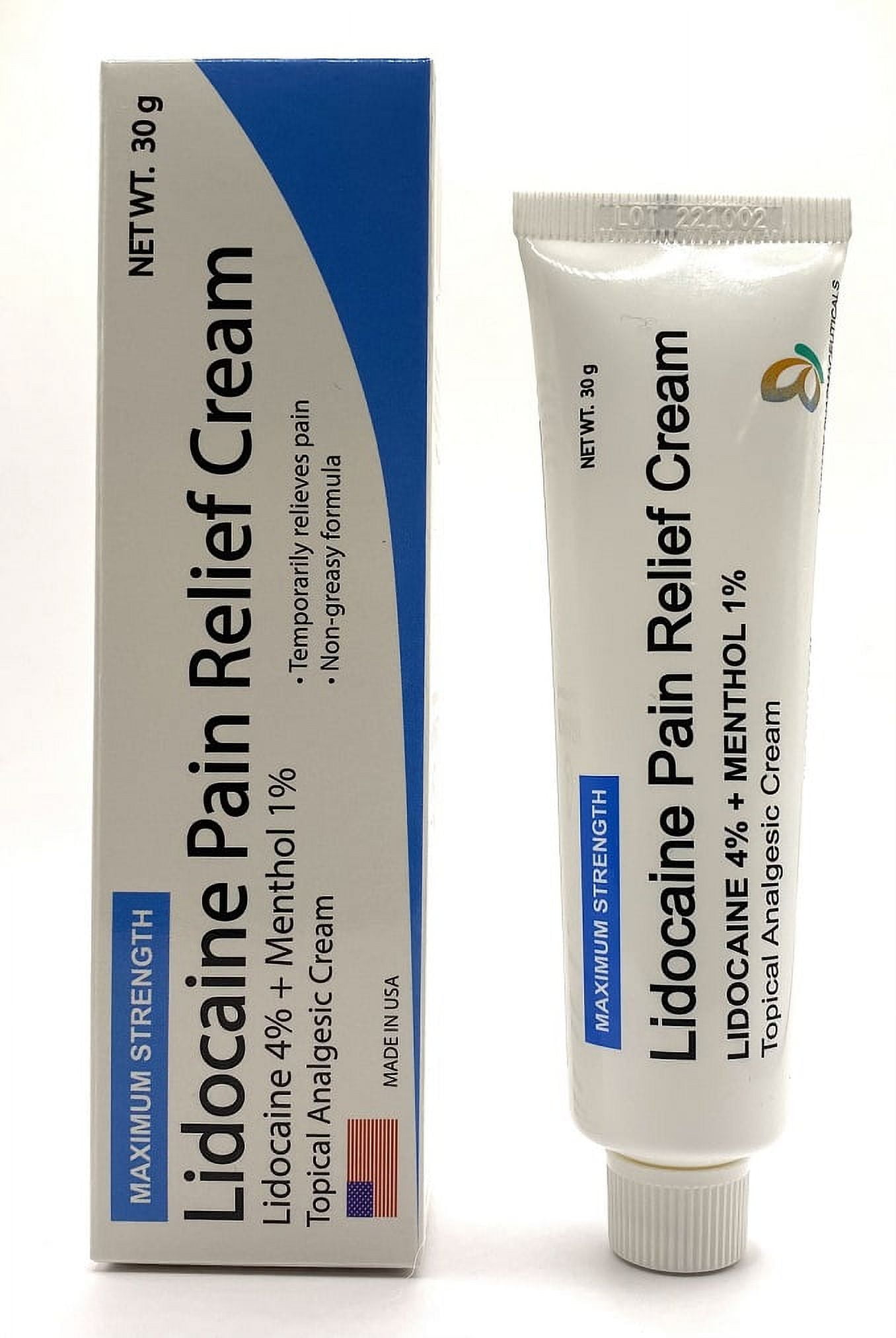 Maximum Strength Lidocaine 4% Plus Menthol 1% Pain Relief Cream ...