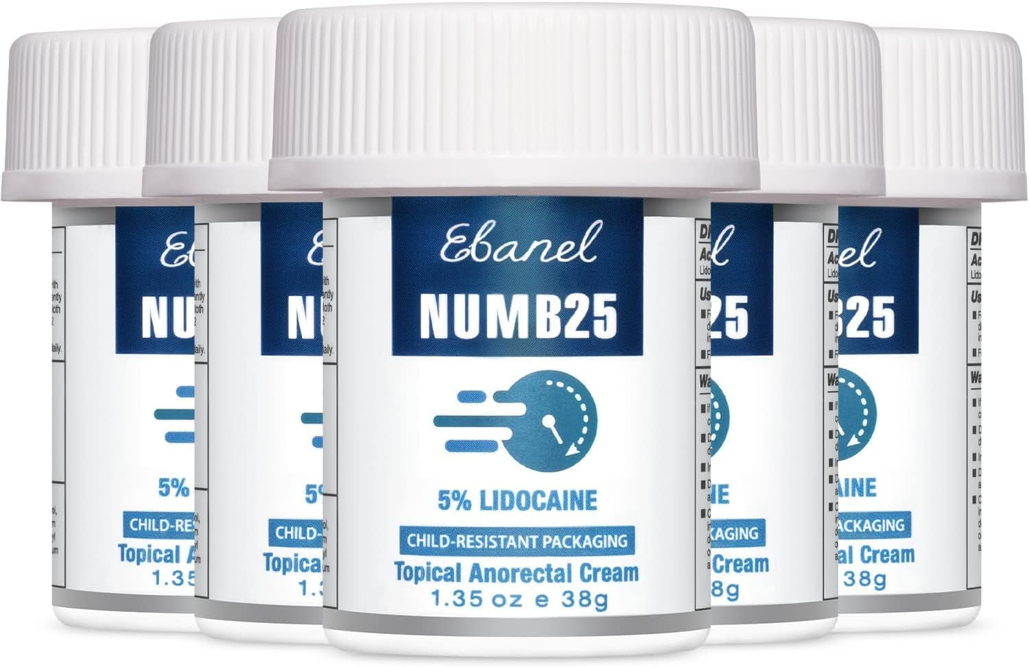 Lidocaine Numbing Cream, Pain Relief Cream Burn Itch Cream, 5Pack