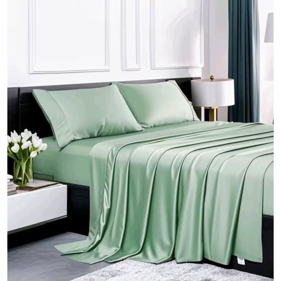 Lidoloka Luxury Bamboo Bed Sheets Set King 4 Pcs for Adult,Soft&Cool,16" Deep Pocket,Green