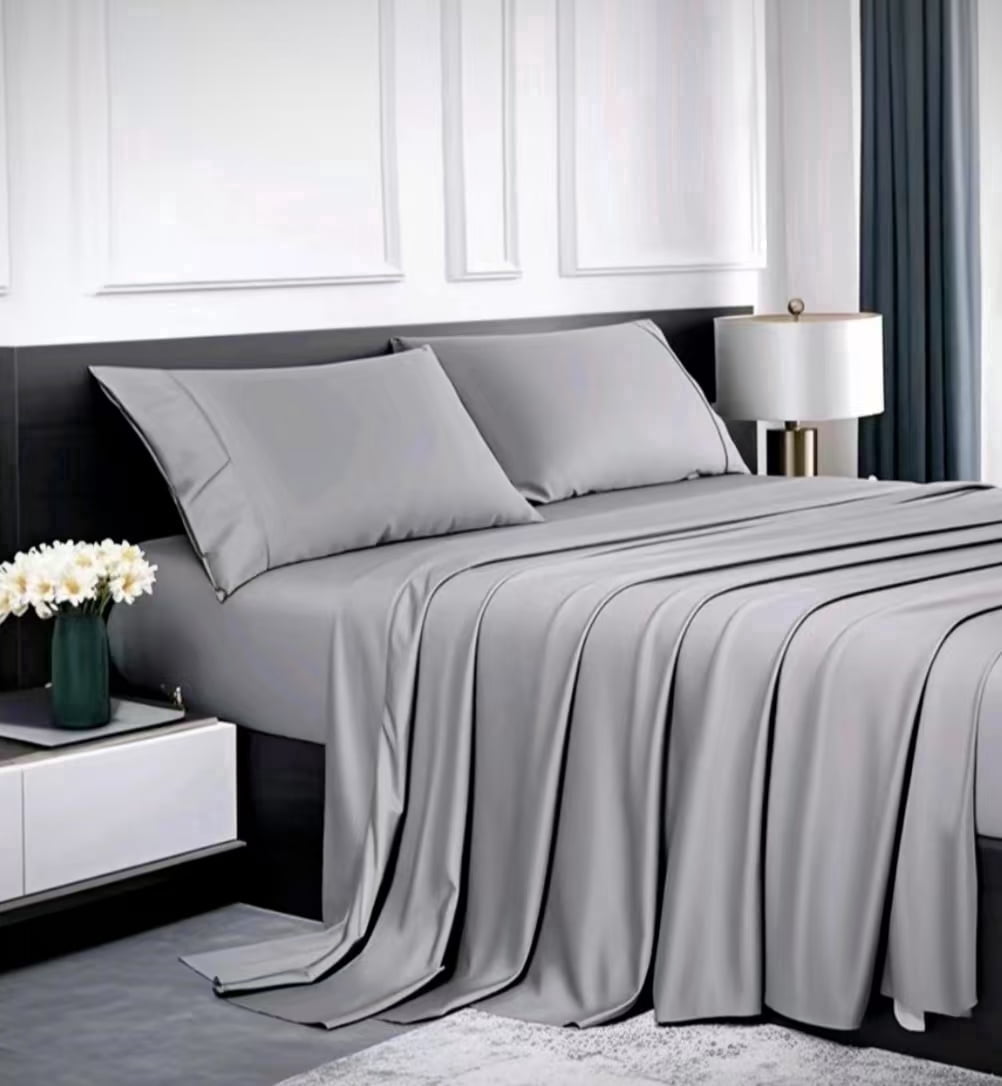 Lidoloka Luxury Bamboo Bed Sheets Set Queen 4 Pcs for Adult,Soft&Cool,16" Deep Pocket,Gray