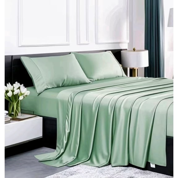 Lidoloka Luxury Bamboo Bed Sheets Set Queen 4 Pcs for Adult,Soft&Cool,16" Deep Pocket,Green