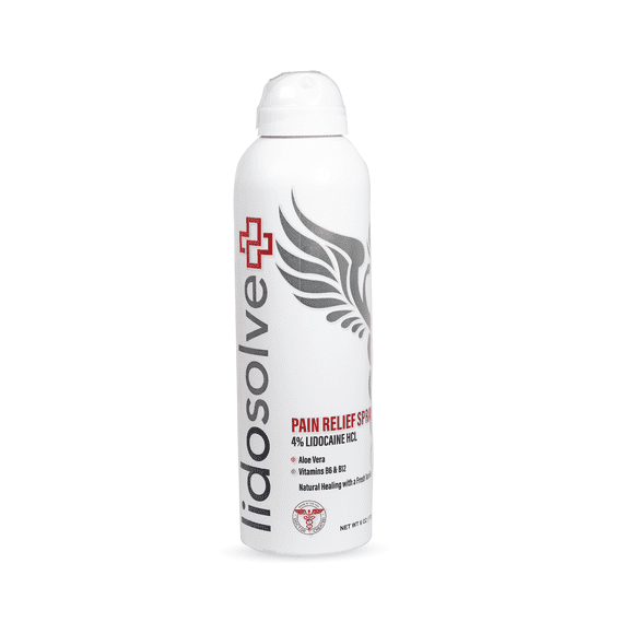 Lidosolve+ Topical Pain Relief Spray, Natural, 4% Lidocaine, B12 & B6, Vanilla, Aloe Vera, 6oz