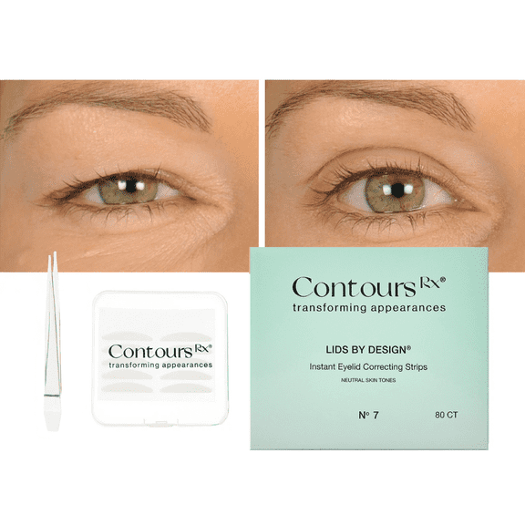 Contours Rx Lids by Design ā N°7 Instant Eyelid Lift Strips for Dramatic Lift on Hooded, Droopy Eyelids ā Medical-Grade, Anti-Aging, Non-Surgical Eye Tape ā 80 Count