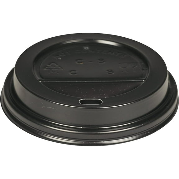 Lids, Dome, Sip-Thru, for Coffee Cups, Black, Plastic PS, 3.54" Diameter