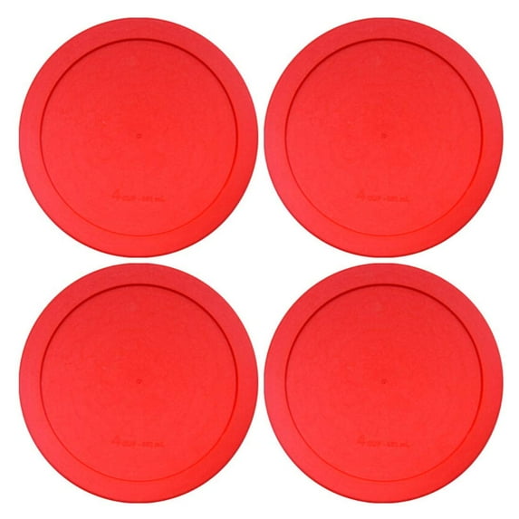 Lids for Pyrex and Anchor Round Glass Containers (2-Cups, Red-4Pk)