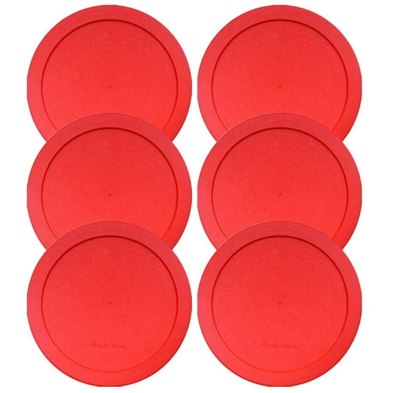 Lids for Pyrex and Anchor Round Glass Containers (4-Cups, Red-6 PACK)
