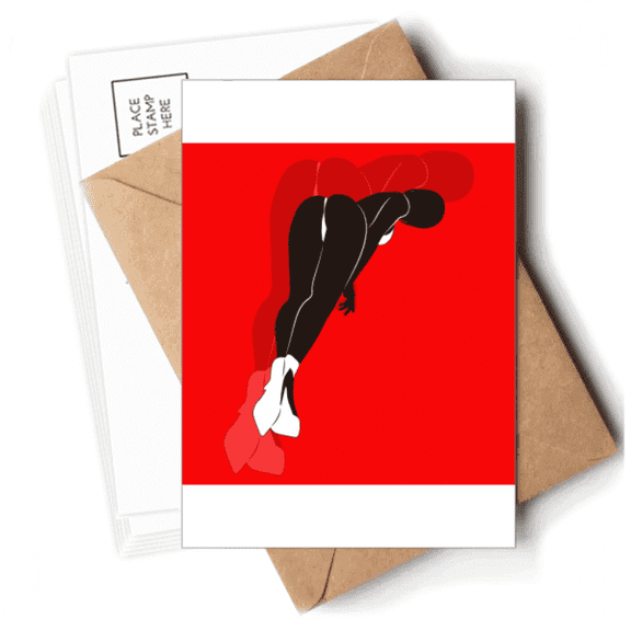 Lie Down Red Beautiful Woman Postcards Envelopes Blank Note Cards Mailing