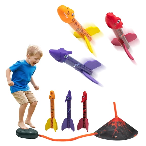 LieGorJi Dinosaur Toy Rocket Launcher Toys, Outdoor Flying Toys for Kids &Toddlers,  Birthday Gifts for Age 1 2 3 4 5 6 Years Old