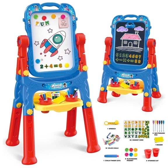 LieGorJi Easel for Kids, Toddler Easel, Double-Sided Chalk Board Kid, Kid Art Easel, Art Easel Age 4-8, Birthday Gifts for 1-3 3-5 5-8 Year Old
