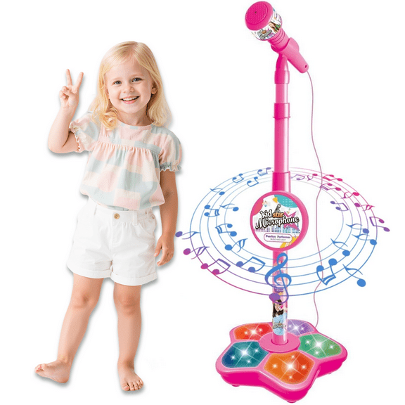 LieGorJi Karaoke Machine Toys Set, Muscial Instrcument with Adjustable Microphone Stand, Birthday Gifts for 1-3 3-5 5-8 Year Old