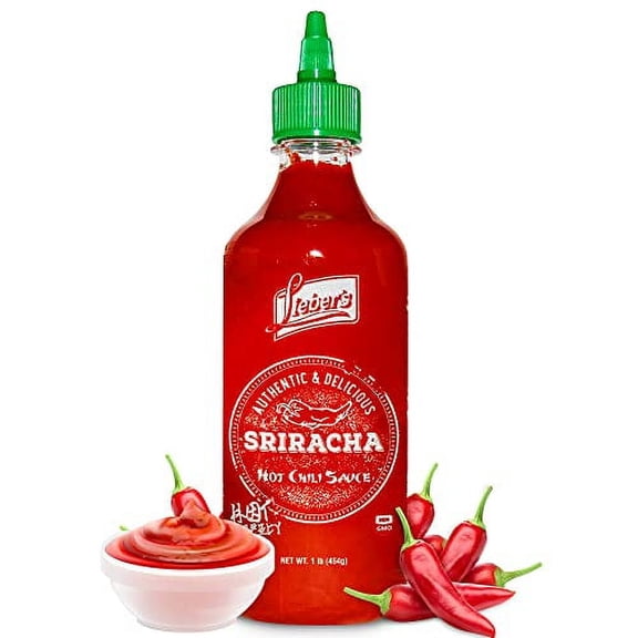 Lieber's Authentic And Delicious .. Sriracha Hot Chili Sauce, .. Non-GMO, No MSG, Gluten-free, .. Cholesterol-free, and Vegan, NET .. WT. 1 lb (454g)