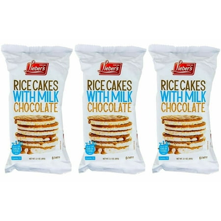Lieber's Rice Cakes Coated in Milk Chocolate - Rice Cakes - Kosher Certified (3-Pack)