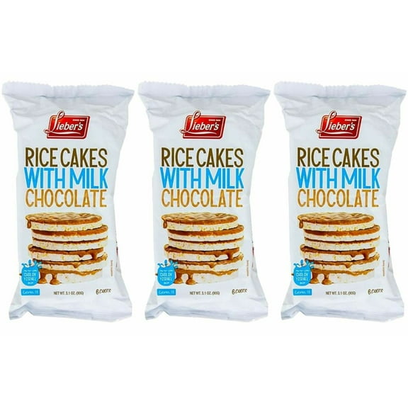 Lieber's Rice Cakes Coated in Milk Chocolate - Rice Cakes - Kosher Certified (3-Pack)