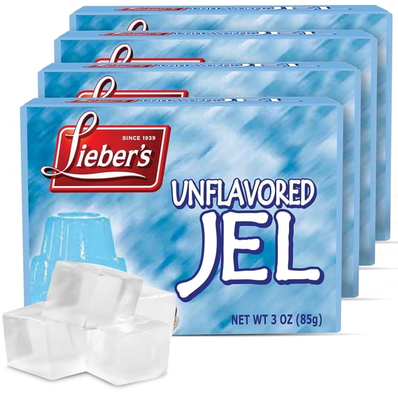 Lieber's Unflavored Clear Jel, Kosher Vegan Gelatin Mix, 3 oz (Pack of 4)