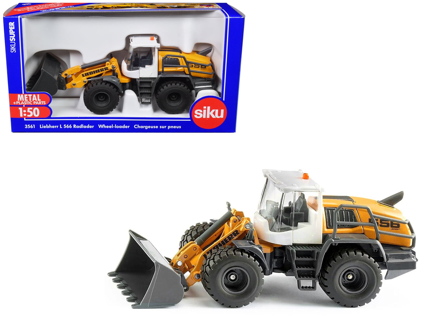 Liebherr L556 Wheel Loader Yellow with White Cabin 1/50