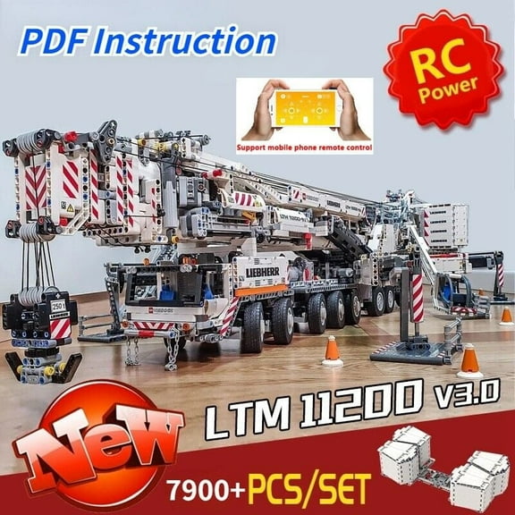 Liebherr LTM 11200 Crane with Power Functions Building Blocks RC MOC Bricks Toys 7900+pcs