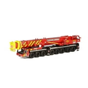 Liebherr LTM 1500-8.1 Neeb & Schuch Mobile Crane Red and Yellow 1/50 Diecast Model by WSI Models